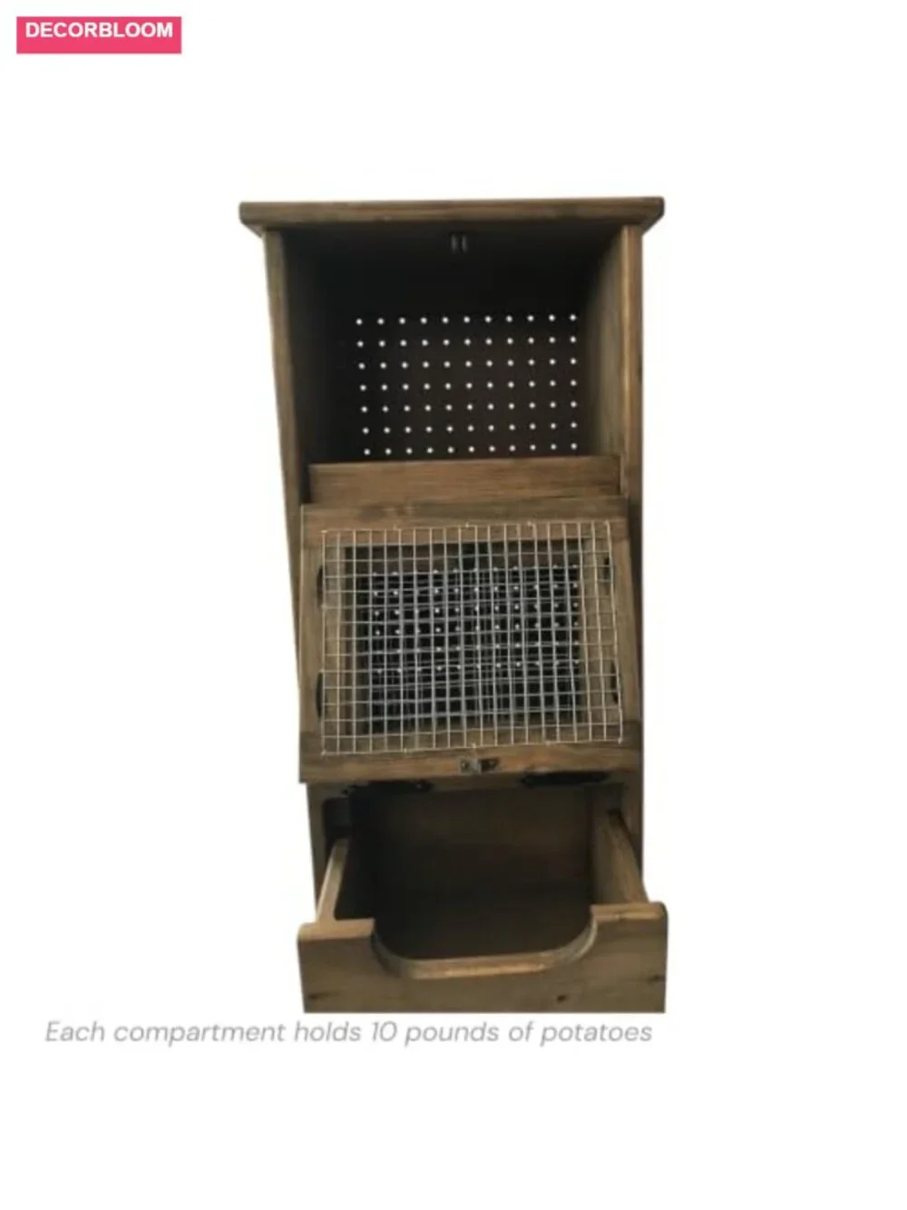 Solid Pine Wood Veggie Bin Rustic Food Storage Container